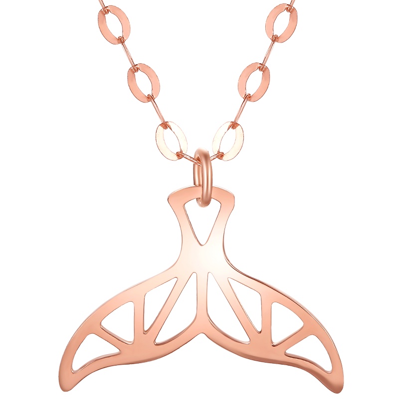 周六福(ZHOULIUFU)18K金项链女多彩玫瑰金彩金AU750吊坠美人鱼尾链坠套链项链KI064973