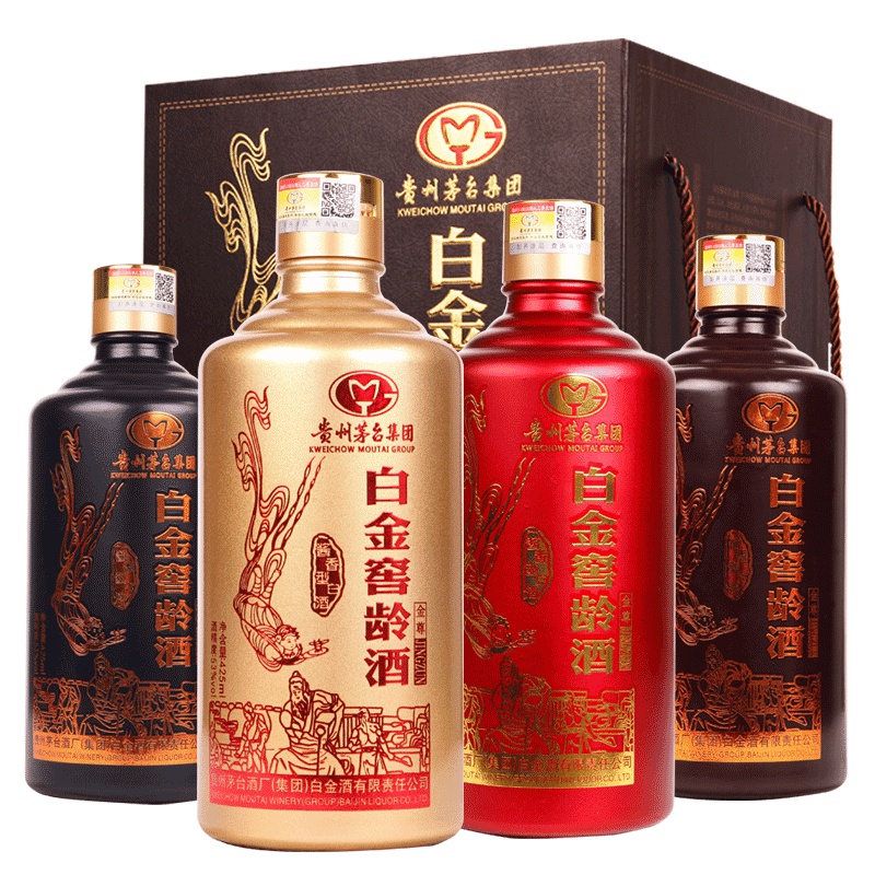 贵州茅台酒厂(集团)白金酒有限责任公司出品 白金窖龄酒金尊酱香型53度425ml4瓶礼盒装