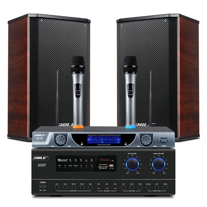 狮乐(SHILE)会议室音响组合套装蓝牙功放壁挂音箱无线话筒会议室背景音乐套装108功放+108音箱两只+09无线话筒