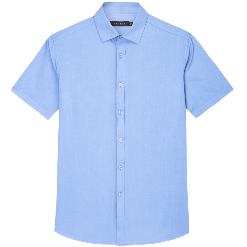 才子男装莫代尔短袖衬衫男2021夏季修身透气高端商务休闲衬衣