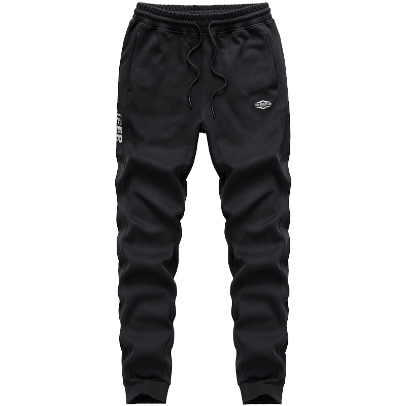 JEEP吉普针织长裤男春秋款卫裤抽绳腰头纯色弹力小脚休闲运动裤子