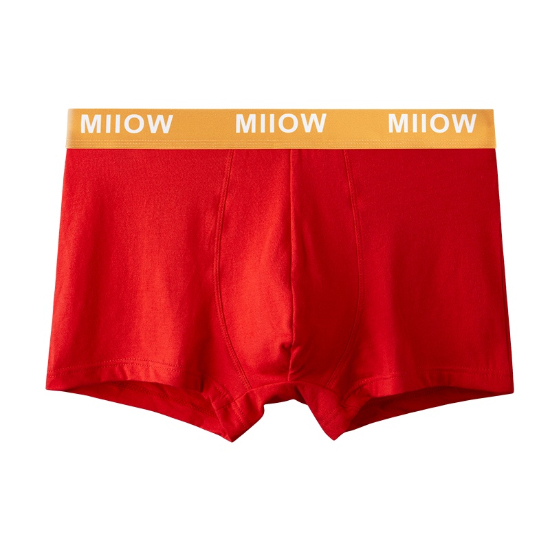 猫人本命年男士内裤纯棉大红色牛年结婚礼物属牛四角平角短裤头