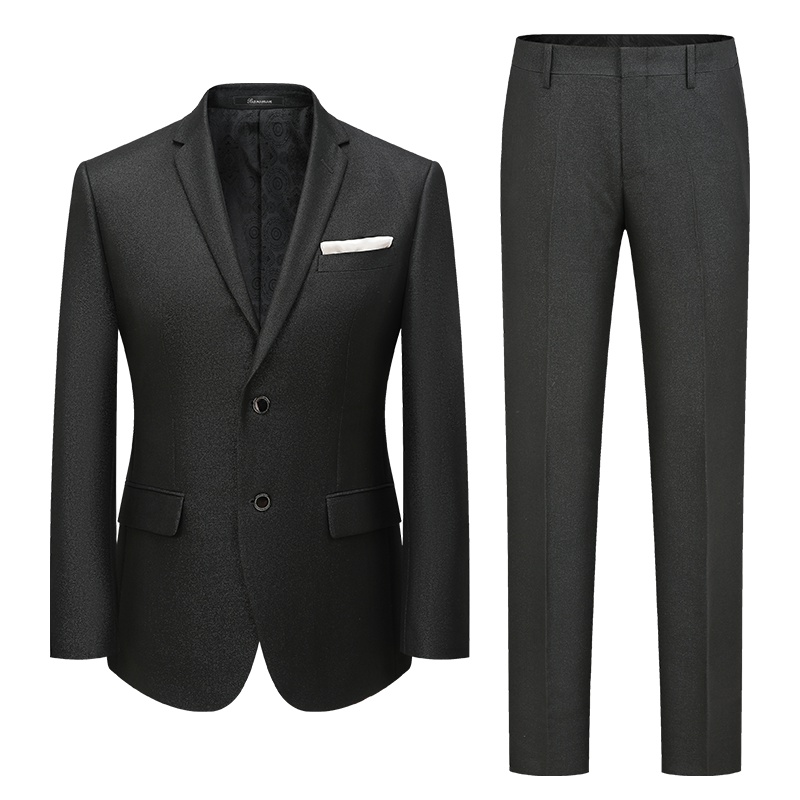 培罗蒙/baromon西服套装男商务正装黑色亮面婚庆礼服修身新郎装西服套装男士西装培羅蒙ETZBH9322
