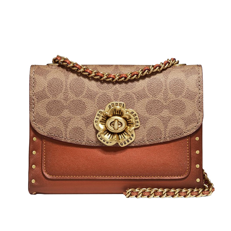 蔻驰(COACH)铆钉装饰山茶花PARKER女士迷你单肩斜挎包 30592-B4RU