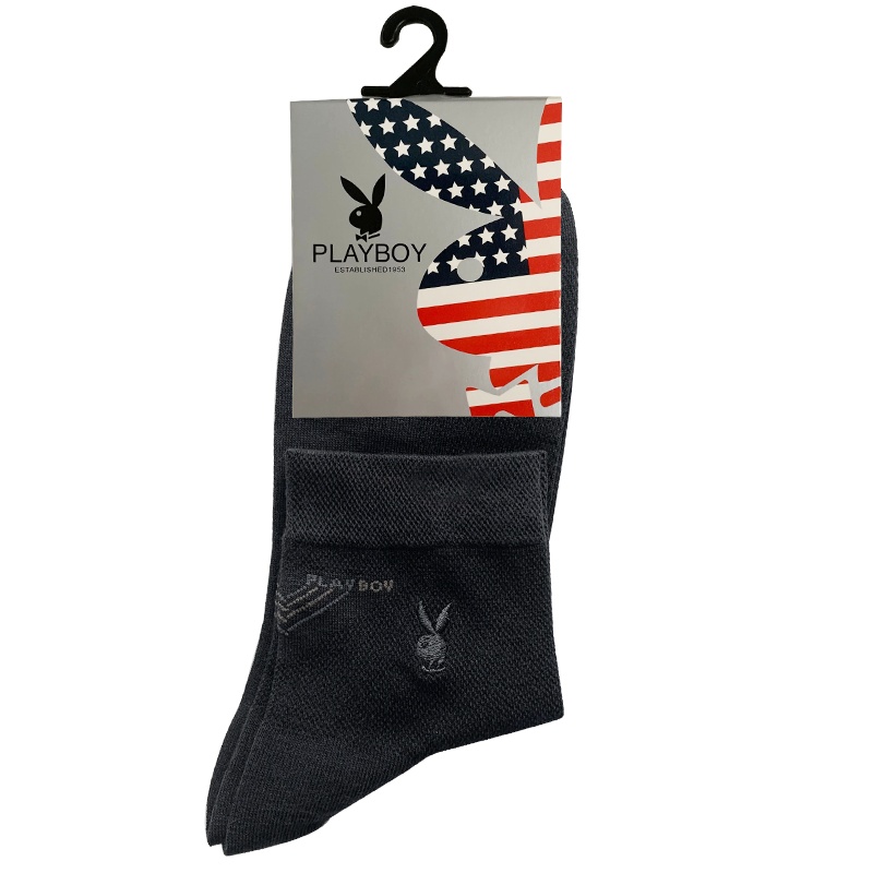 花花公子男士袜子中筒精梳棉休闲男袜纯色时尚袜品5501-1双装