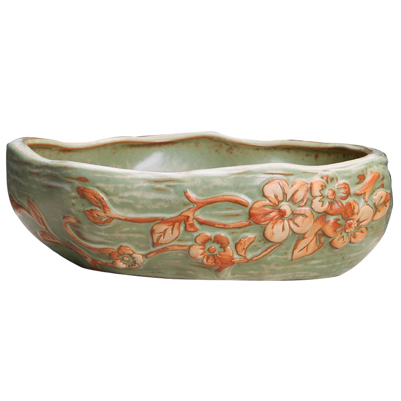 大口径多肉花盆陶瓷简约创意个性肉肉拼盘粗陶特大号古达花盆容器 HR08-01-02-03四件套