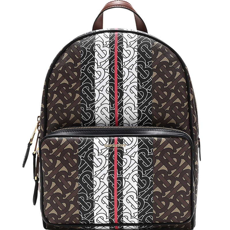 BURBERRY 博柏利 男女通用款环保帆布专属标识条纹图案双肩包 80193461