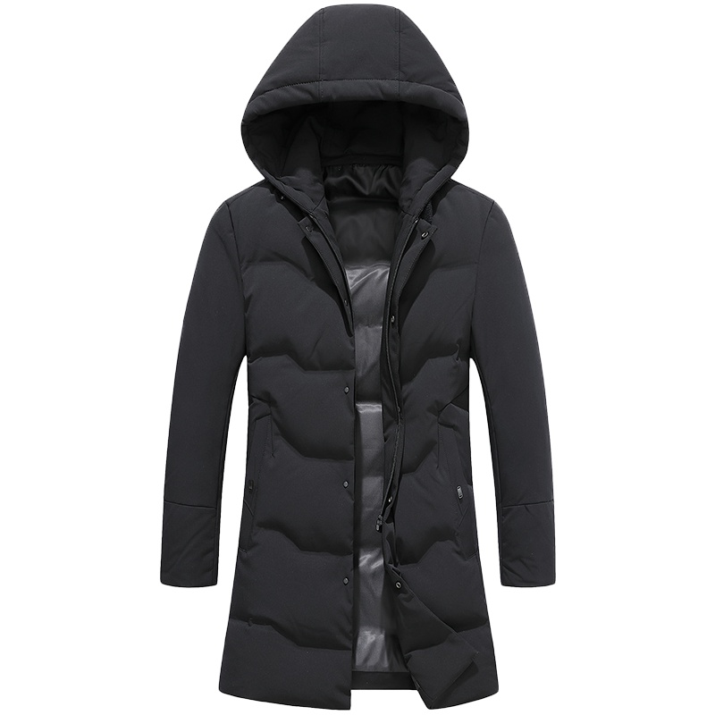 雅鹿反季羽绒服男商务连帽中长款羽绒服中老年男装防风冬装外套Q