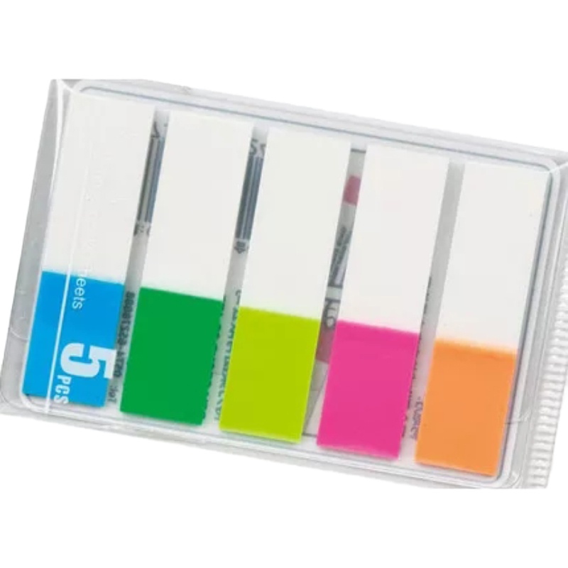 得力5色荧光膜指示标签贴(彩色/45*12mm/5pcs*20张) 9062(2本装)
