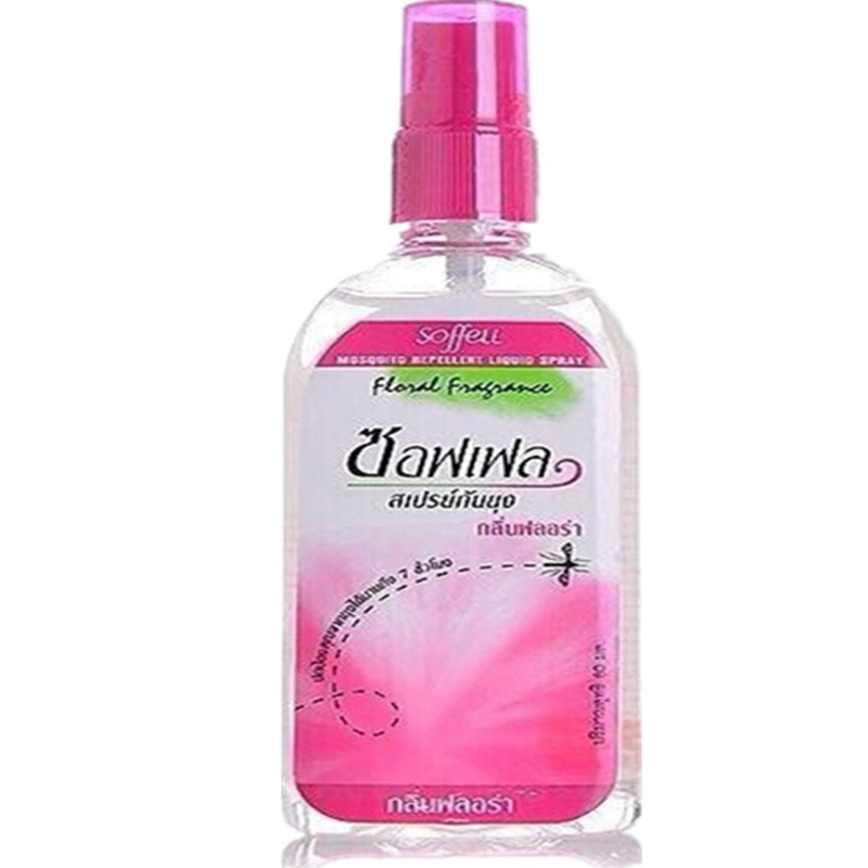 soffell泰国驱蚊液驱蚊喷雾防蚊户外防蚊 花露水植物驱蚊 儿童可用 玫瑰味80ml 一瓶