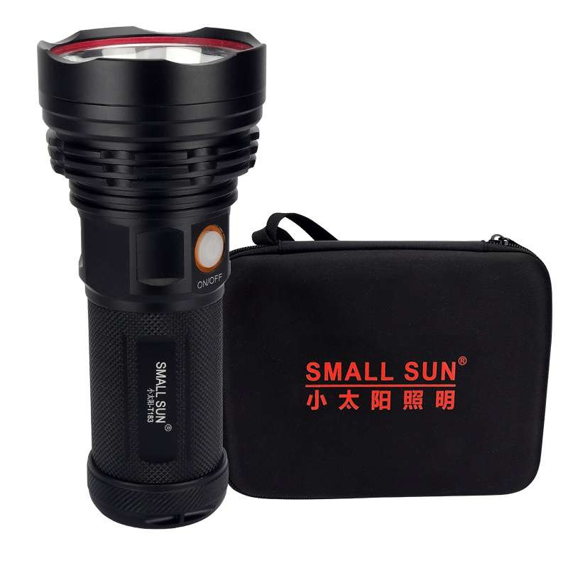 小太阳超亮强光手电筒T183大功率LED防水可充锂电带收纳包物业保安巡逻户外野营登山照明