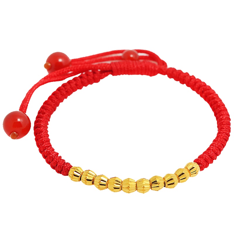 佐喜佑福 999足金黄金红绳手链男女满月宝宝儿童金饰标准宝宝款总金重约0.8g ZXNLYFA204a