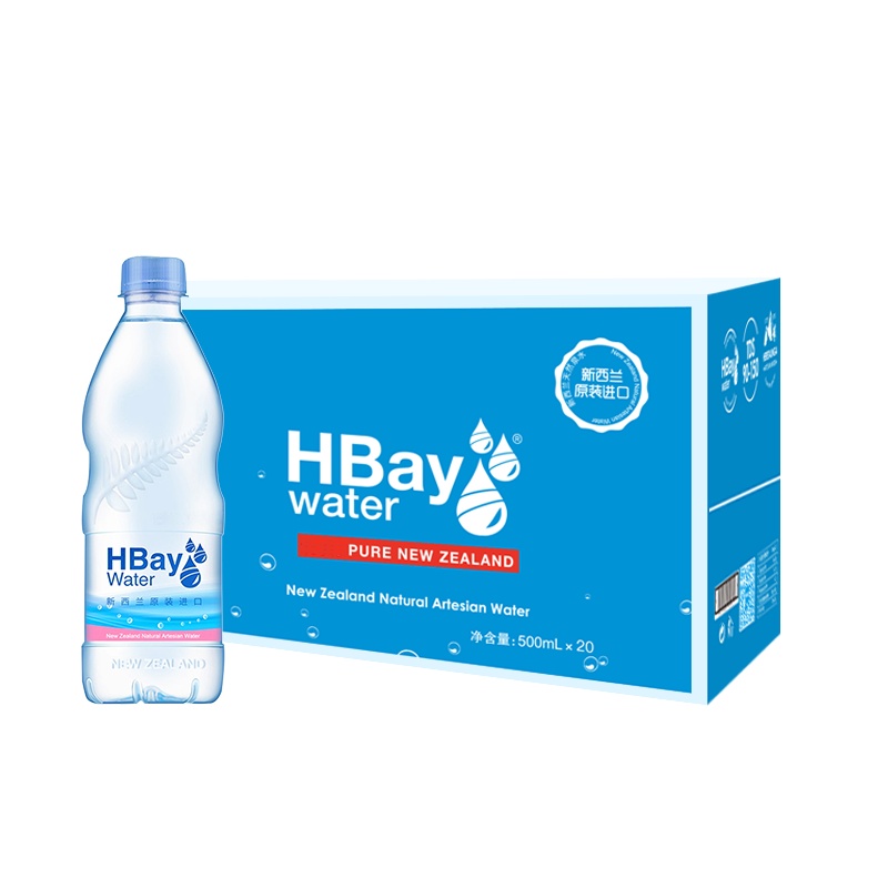 新西兰原装进口 纽湾HBay饮用天然矿泉水 500ml*20瓶*1箱 水源地霍克斯湾