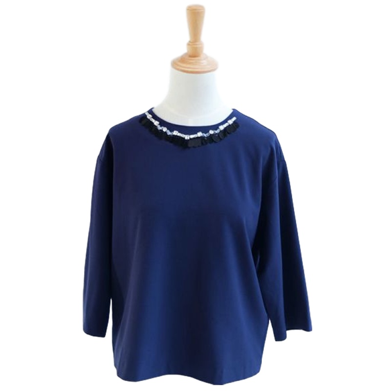 【福利款】拉夏贝尔ulifestyle衬衫女秋季新款韩版亮片纯色长袖上衣81122002