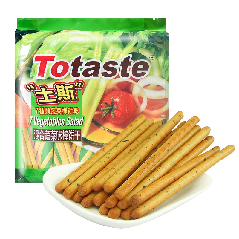 Totaste土斯7种混合蔬菜味饼干棒128g 办公休闲咸味手指饼干饼干零食品