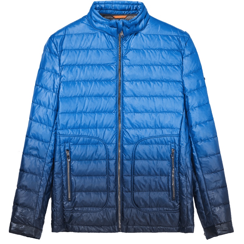 海一家旗舰店男装冬季时尚休闲立领渐变保暖羽绒服