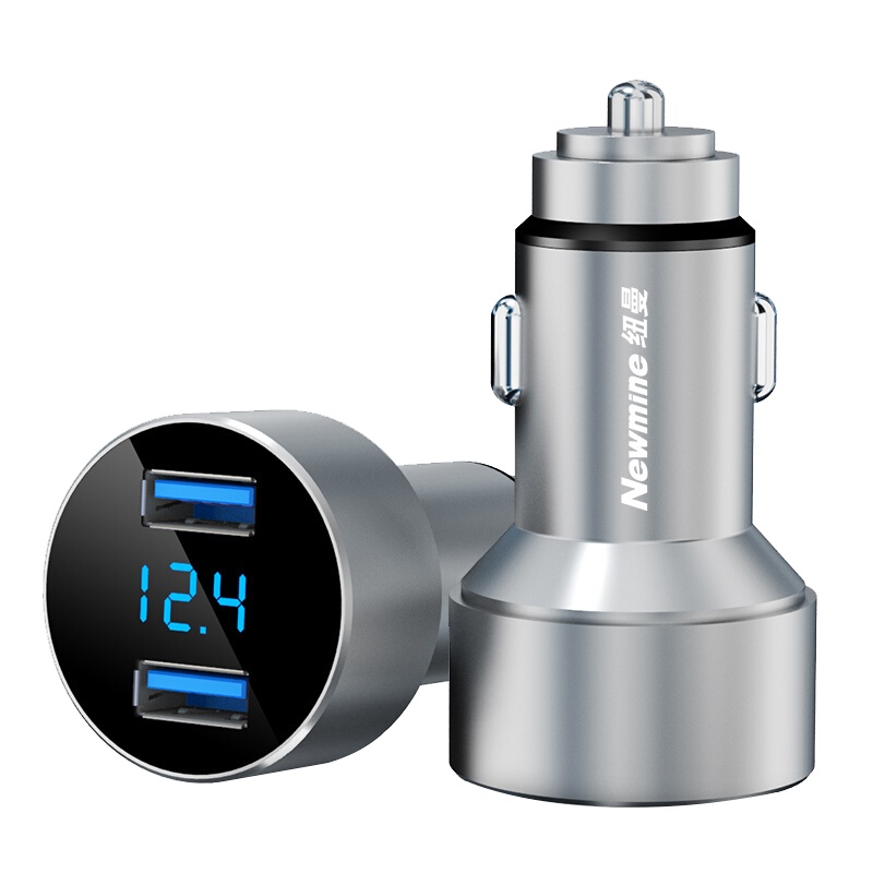 纽曼车载充电器HC15 锖色 迷你可爱小巧充电头双usb插孔3.1A输出手机快充汽车用多功能车充点烟插头快充闪充无线