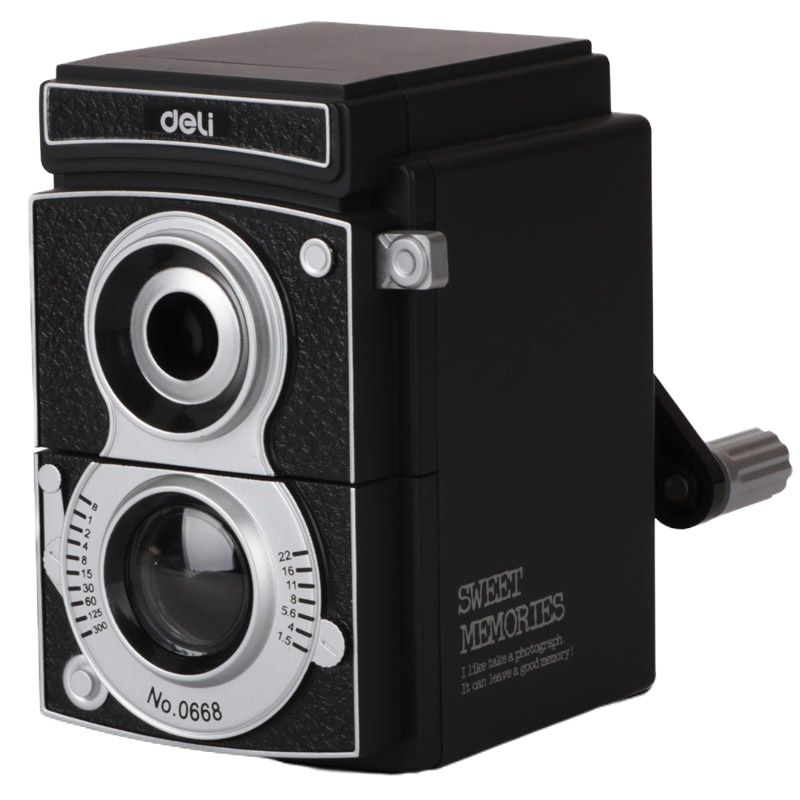 得力 复古相机转笔刀削笔刀 可调粗细 0668 黑色 单个装