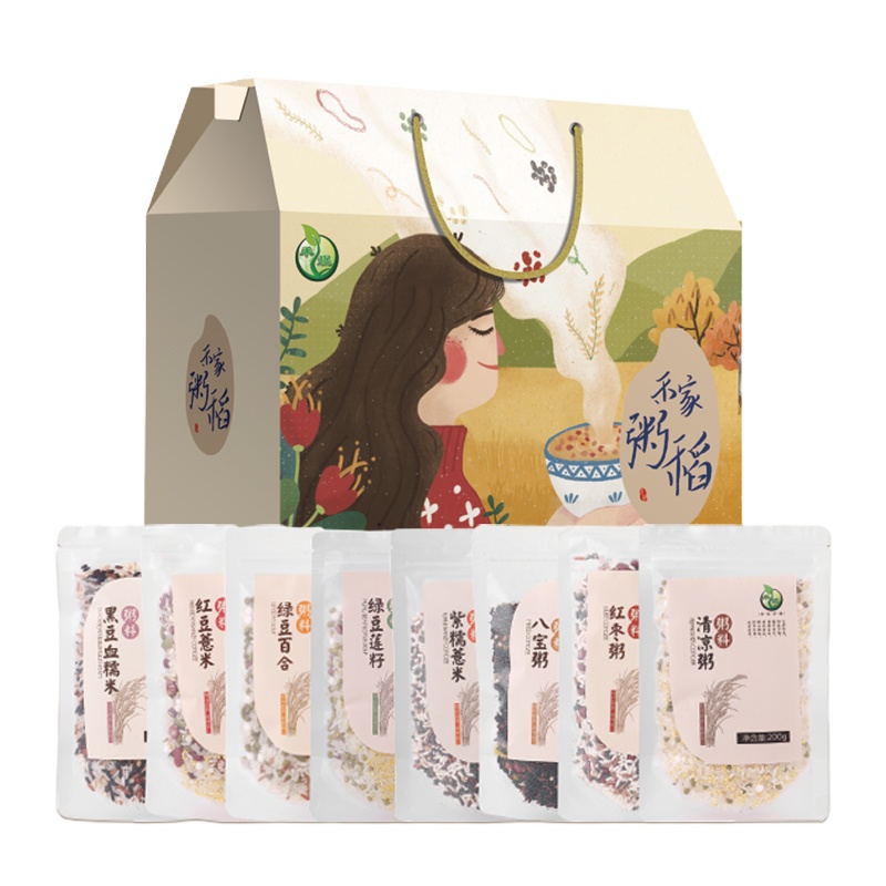 禾煜-禾家粥稻1600g(黑豆血糯米 清凉粥 八宝粥 紫糯薏米 绿豆百合 红枣粥 绿豆莲子 红豆薏米)