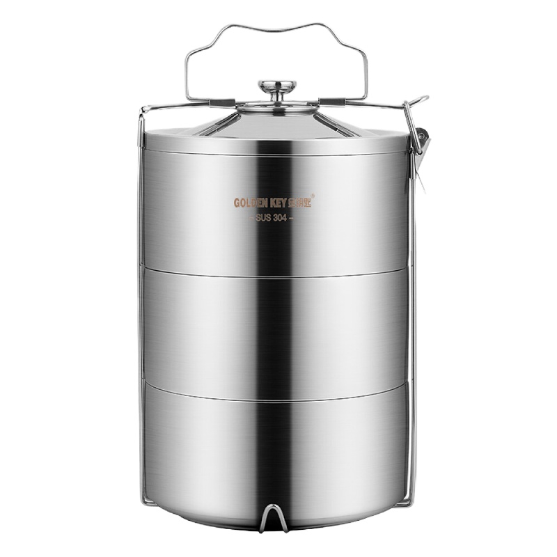 金钥匙（GOLDEN KEY）304不锈钢 至尚1.8L三层保温饭盒提篮 保温桶分层便当盒GK-TL1800-3