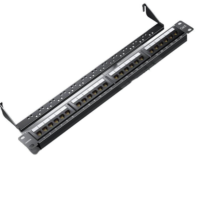 绿联(Ugreen)六类配线架24口 CAT6网线配线架 镀金1U机架式机柜工程网络跳线理线槽 70423