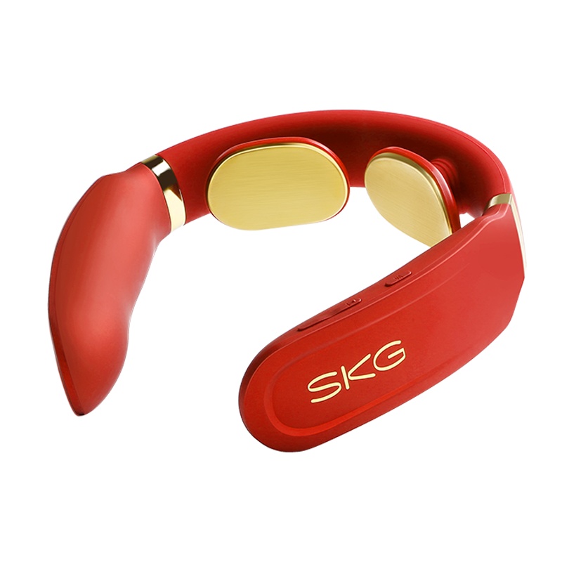 SKGK6智能颈椎按摩器颈部按摩仪脖子牵引器办公室护颈仪热敷U型枕充电便携手机操控珊瑚红
