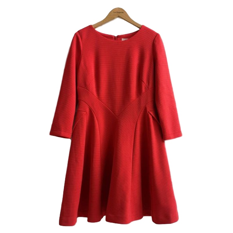 【福利款】拉夏贝尔UlifeStyle秋季新款韩版时尚休闲纯色七分袖短款连衣裙女