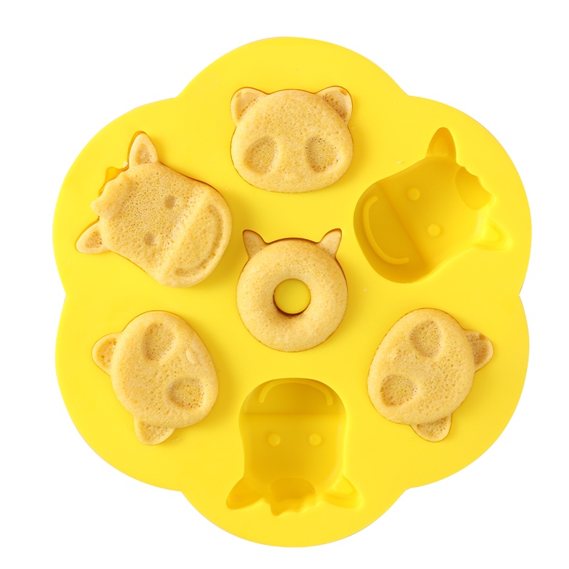 拜杰硅胶工具 宝宝辅食模具 蒸糕烘焙饼干卡通烤箱家用米糕发糕模具加二十只裱花袋