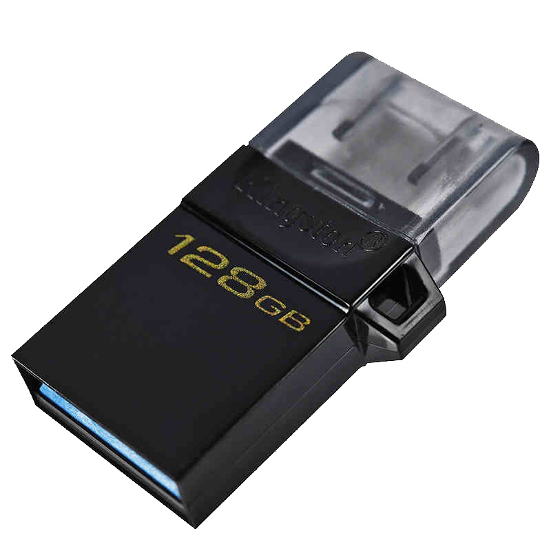 金士顿(Kingston)128GB手机U盘OTG高速USB3.2优盘DTDUO3G2黑色双接口设计microUSB接口