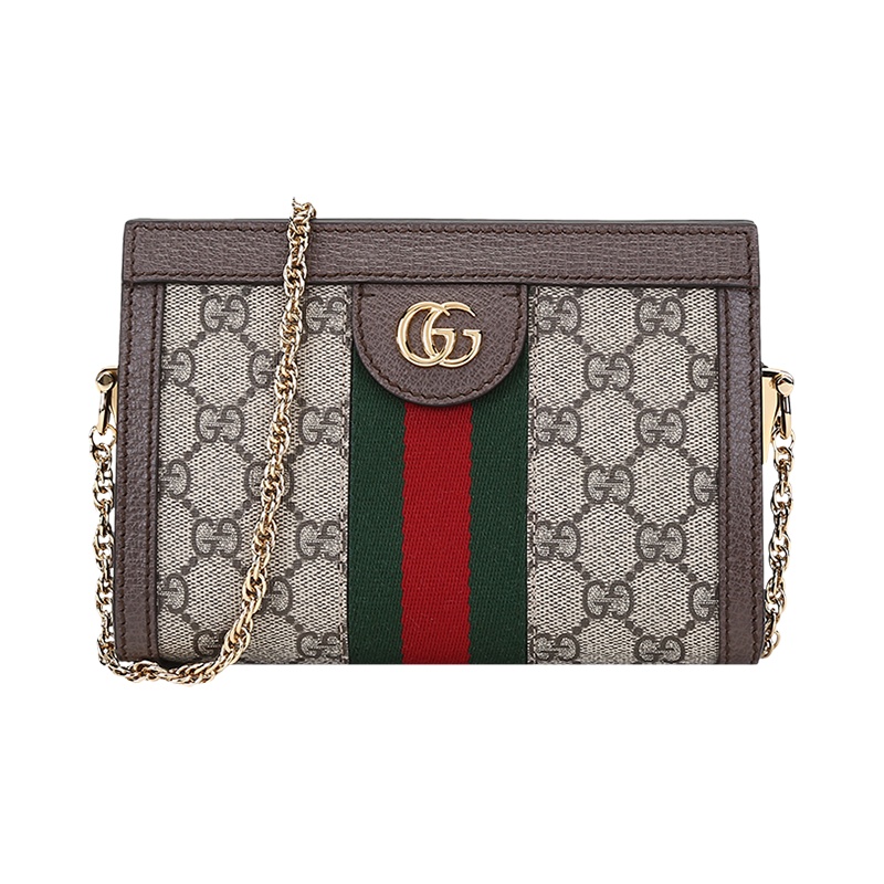 古驰 GUCCI 女士Ophidia系列帆布配皮单肩斜挎包手拿包迷你款 602676 K05NB