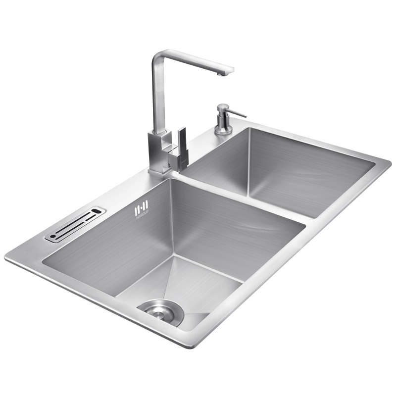 HIGOLD\悍高 手工水槽加厚304不锈钢水槽 厨房洗菜盆双槽槽套餐