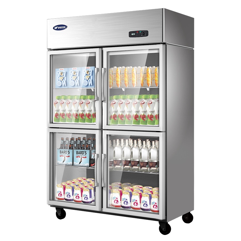 银都冷藏展示柜豪华款四门冰柜饮料展示柜点菜柜蔬菜水果保鲜冰箱玻璃门