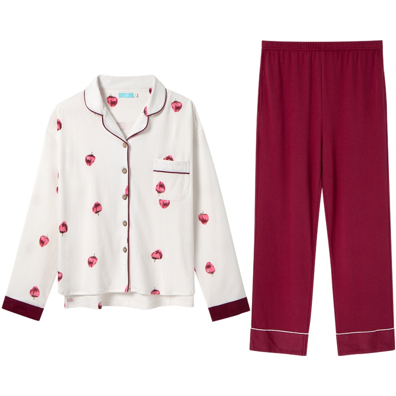 爱帝新款长袖睡衣女纯棉家居服可外穿棉居家服风两件套装