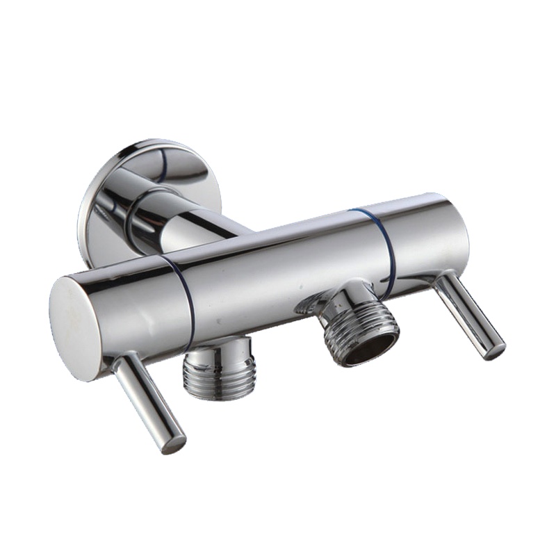 全铜一进二出三角阀CIAA双控双出分水器三通角阀洗衣机水龙头双头开关