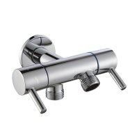 全铜一进二出三角阀CIAA双控双出分水器三通角阀洗衣机水龙头双头开关