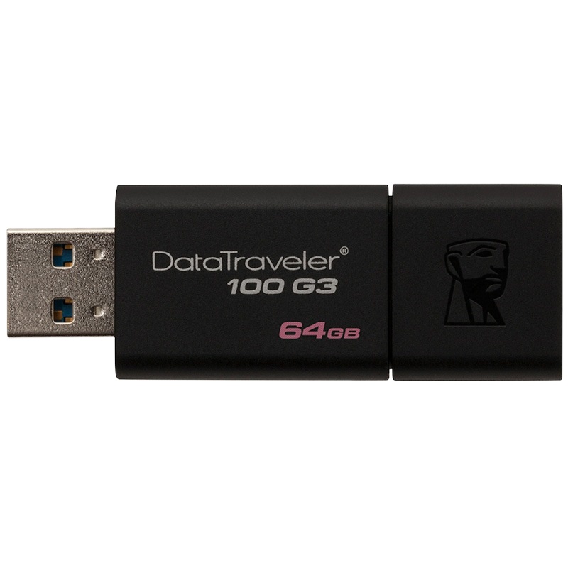 華谷動力 金士顿(Kingston)64GB USB3.0 U盘 DT100G3 黑色 滑盖设计 时尚便利