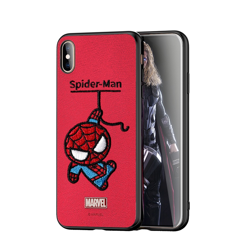ESCASE 苹果xsmax手机壳iPhonexsmax保护套卡通动漫硅胶软边全包防摔布艺刺绣工艺漫威正版红色蜘蛛侠