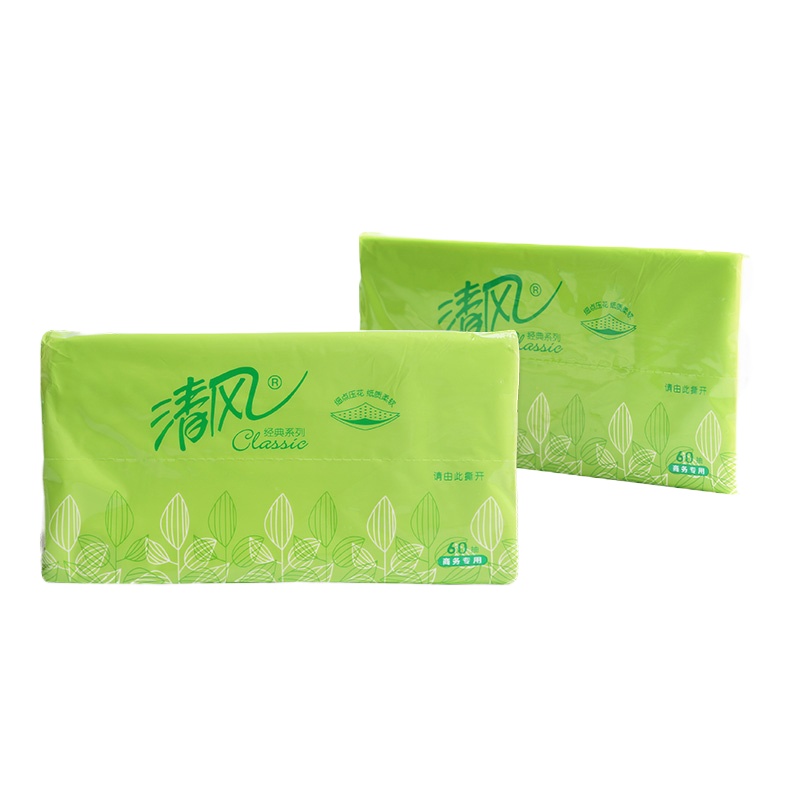 清风抽纸BR10A 抽取式面巾纸2层大规格60抽*包 100包/箱(整箱销售)