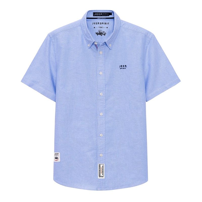 JEEP/吉普多色短袖衬衫男士夏季休闲商务牛津纺薄款透气纯色