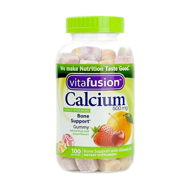 美国vitafusion成人钙片水果&奶味钙100粒营养软糖维生素D补钙 膳食营养补充剂 [效期至2021.06.01]