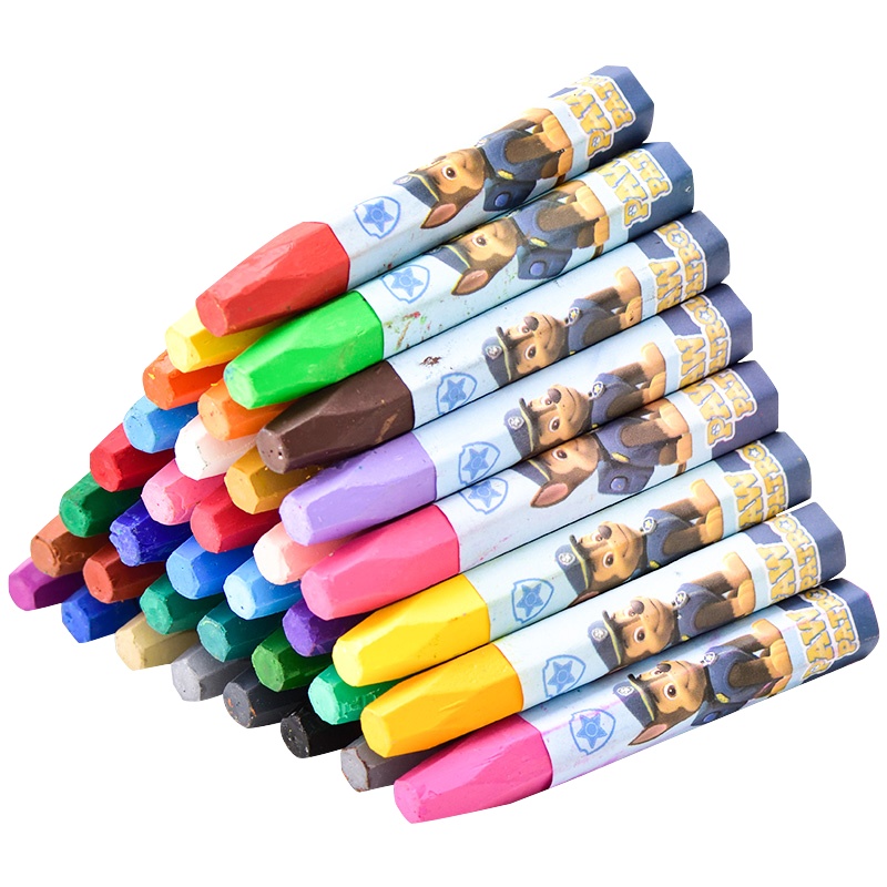得力汪汪队立大功72103FEN油画棒24色36色宝宝蜡笔儿童安全幼儿画笔彩笔蜡笔套装色油画笔彩绘棒无毒可水洗