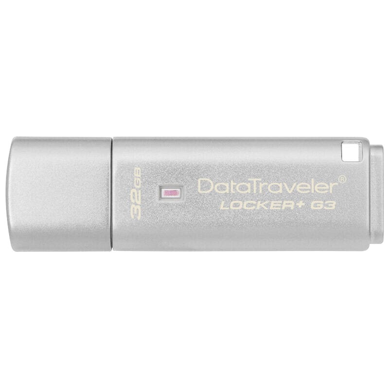 [免邮]金士顿(Kingston)DTLPG3 32GB USB3.0 硬件加密金属银色U盘 256位AES硬件加密