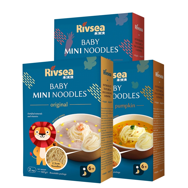 禾泱泱(Rivsea)婴幼儿面条无添加食用盐白砂糖强化钙铁锌碎面面条3盒(原味+菠菜胡萝卜+绿花椰菜南瓜)