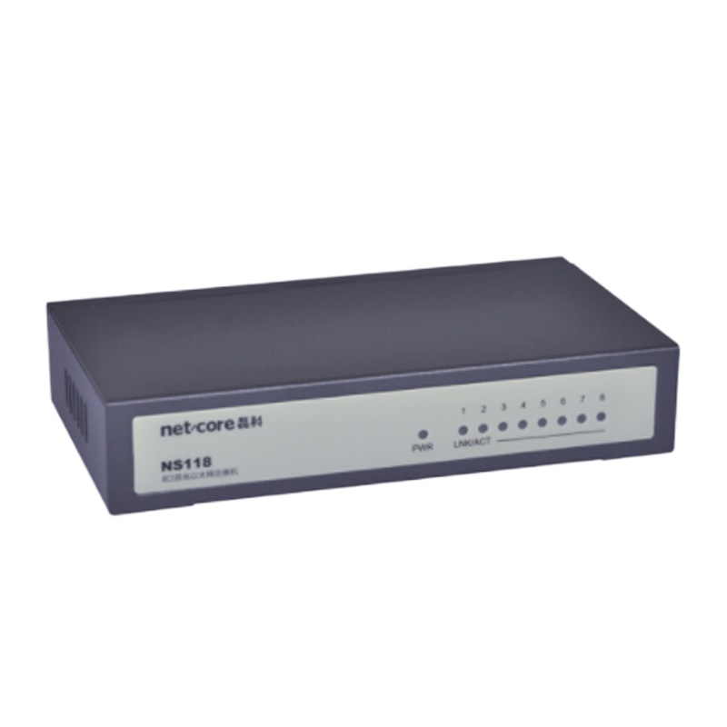YKFIBER 磊科 NS118 8口铁壳交换机 百兆交换机 集线器 监控