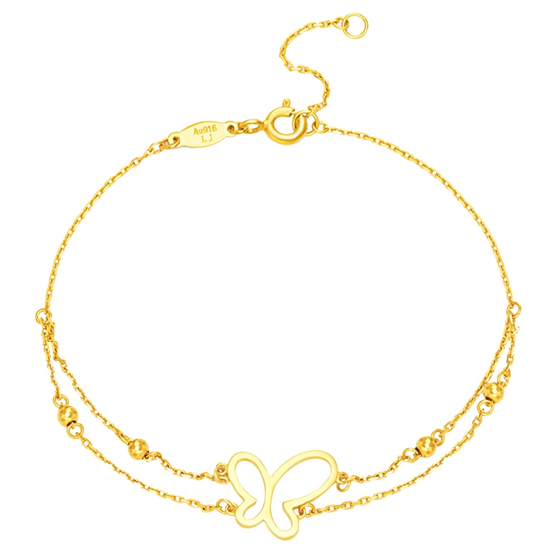 周大福17916系列22K金无敌手链蝴蝶手链女E122938