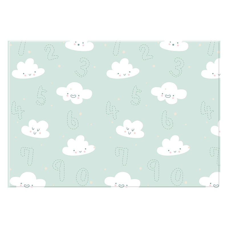 力九和高端PVC折叠爬行垫舒适防滑卧室客厅地垫婴幼儿宝宝爬爬垫 130*190*0.9单面云朵