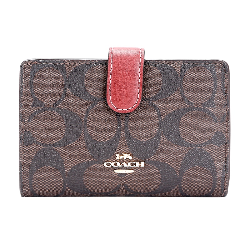 蔻驰新款COACH 奢侈品 女士白色PVC配皮马车logo款卡包卡夹轻便收纳礼物送女友