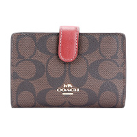 蔻驰新款COACH 奢侈品 女士白色PVC配皮马车logo款卡包卡夹轻便收纳礼物送女友