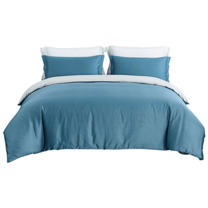 维科家纺60支全棉贡缎纯色撞色四件套1.8m床长绒棉简约素色套件