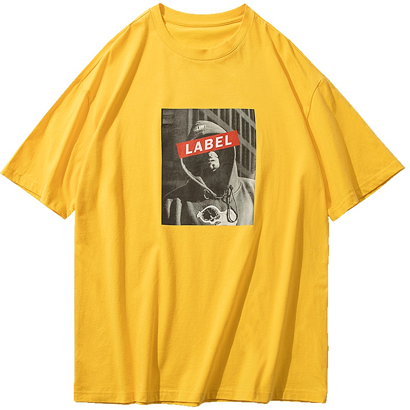 No.1dara夏季纯棉短袖t恤男韩版潮流半袖衣服人物印花宽松圆领体恤